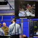 Air Commander Australia, Air Vice-Marshal Glen Braz, AM, CSC, DSM (right) and Air Command Warrant Officer, Warrant Officer Stephen Weaver, AM in the Health Operational Conversion Unit's new 'Blue Room' virtual trainer at RAAF Base Amberley by FLTLT Ben James.