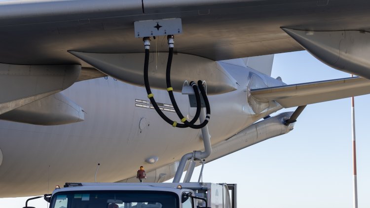 A Royal Australian Air Force KC-30A Multi-Role Tanker Transport aircraft is refuelled using Sustainable Aviation Fuel at RAAF Base Amberley, Queensland, prior to the commencement of Exercise Talisman Sabre 2025.